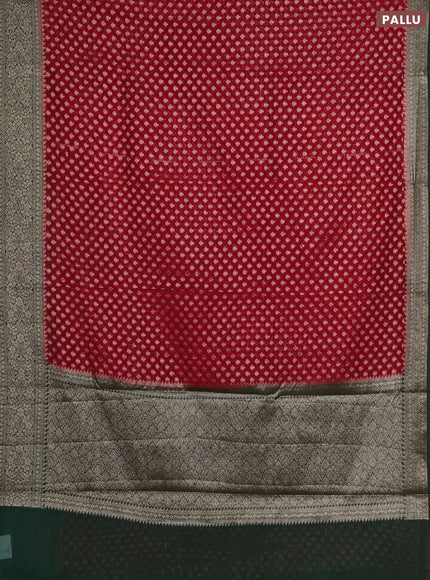 Semi chiniya silk saree red and bottle green with allover thread & zari woven buttas and woven border