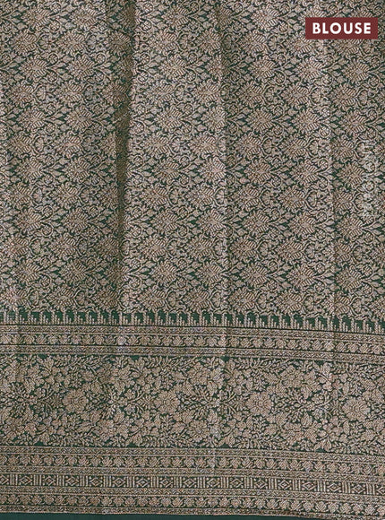 Semi chiniya silk saree red and bottle green with allover thread & zari woven buttas and woven border