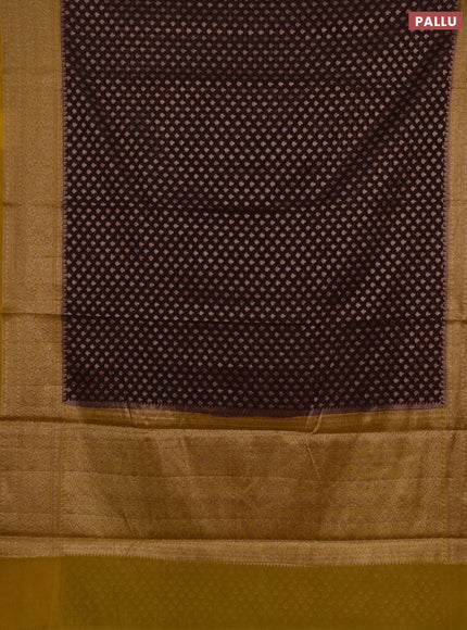 Semi chiniya silk saree coffee brown and dark mustard with allover thread & zari woven buttas and woven border