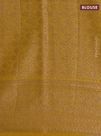 Semi chiniya silk saree coffee brown and dark mustard with allover thread & zari woven buttas and woven border