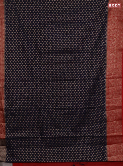 Semi chiniya silk saree navy blue and red with allover thread & zari woven buttas and woven border