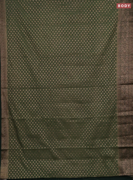 Semi chiniya silk saree pastel green and bottle green with allover thread & zari woven buttas and woven border