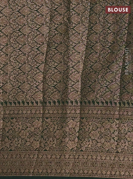 Semi chiniya silk saree pastel green and bottle green with allover thread & zari woven buttas and woven border