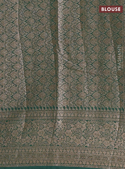 Semi chiniya silk saree wine shade and bottle green with allover thread & zari woven buttas and woven border