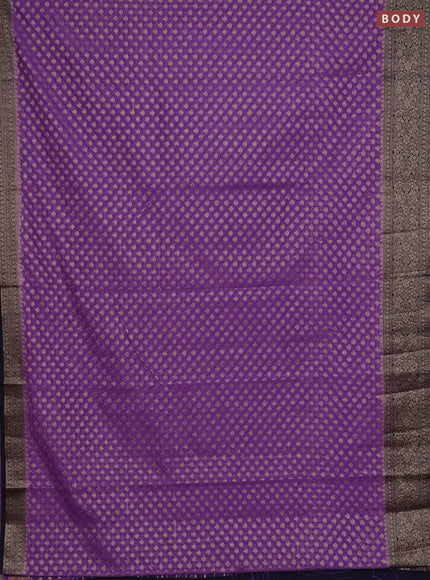 Semi chiniya silk saree dark lavender and deep navy blue with allover thread & zari woven buttas and woven border
