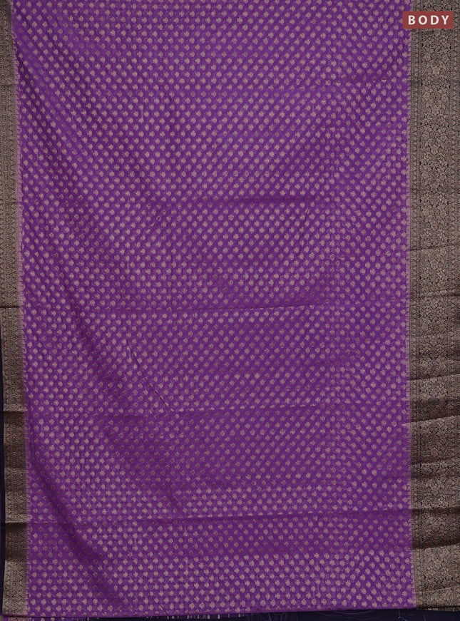Semi chiniya silk saree dark lavender and deep navy blue with allover thread & zari woven buttas and woven border