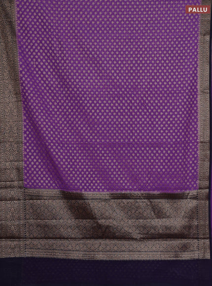 Semi chiniya silk saree dark lavender and deep navy blue with allover thread & zari woven buttas and woven border