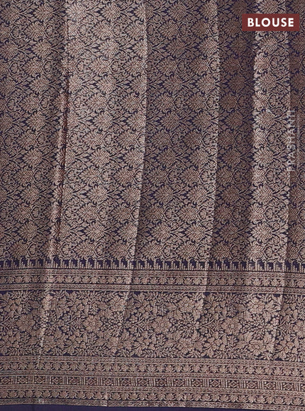 Semi chiniya silk saree dark lavender and deep navy blue with allover thread & zari woven buttas and woven border
