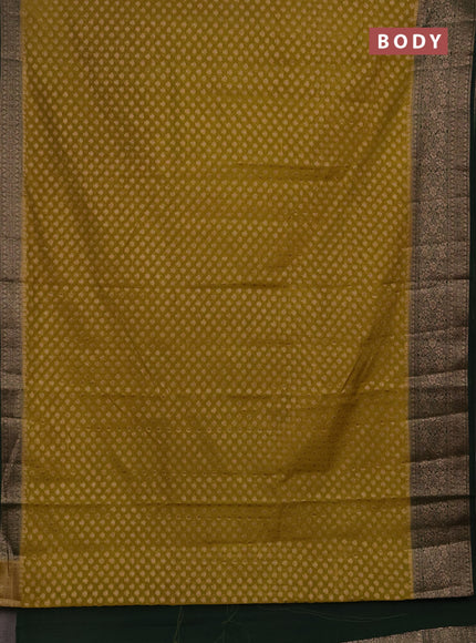 Semi chiniya silk saree mehendi green and bottle green with allover thread & zari woven buttas and woven border