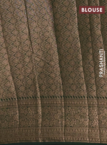 Semi chiniya silk saree mehendi green and bottle green with allover thread & zari woven buttas and woven border