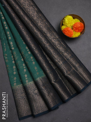 Semi chiniya silk saree teal green and peacock green with allover thread & zari woven buttas and woven border