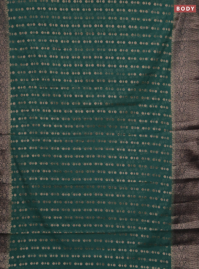 Semi chiniya silk saree teal green and peacock green with allover thread & zari woven buttas and woven border