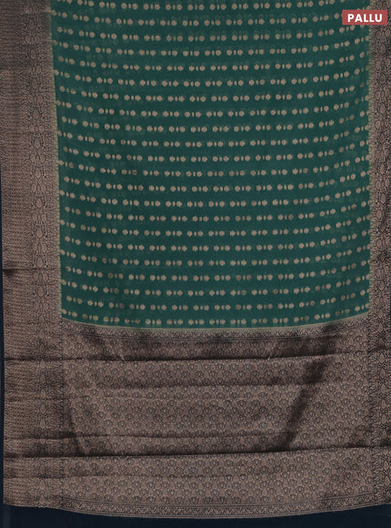 Semi chiniya silk saree teal green and peacock green with allover thread & zari woven buttas and woven border