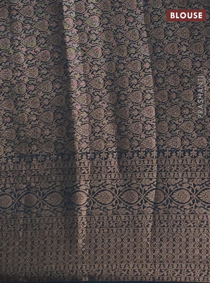 Semi chiniya silk saree teal green and peacock green with allover thread & zari woven buttas and woven border