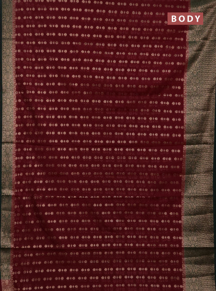 Semi chiniya silk saree deep maroon and bottle green with allover thread & zari woven buttas and woven border
