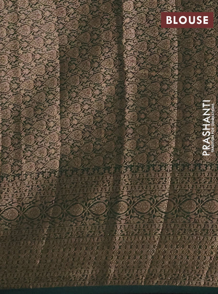 Semi chiniya silk saree deep maroon and bottle green with allover thread & zari woven buttas and woven border
