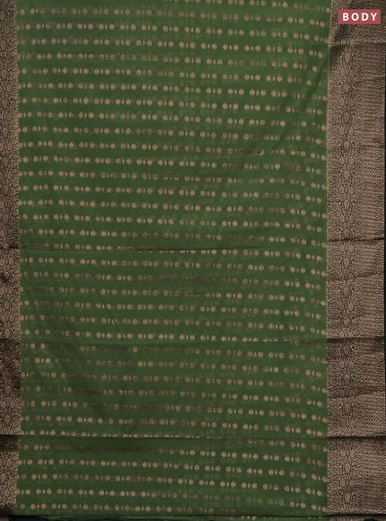 Semi chiniya silk saree pastel green and bottle green with allover thread & zari woven buttas and woven border