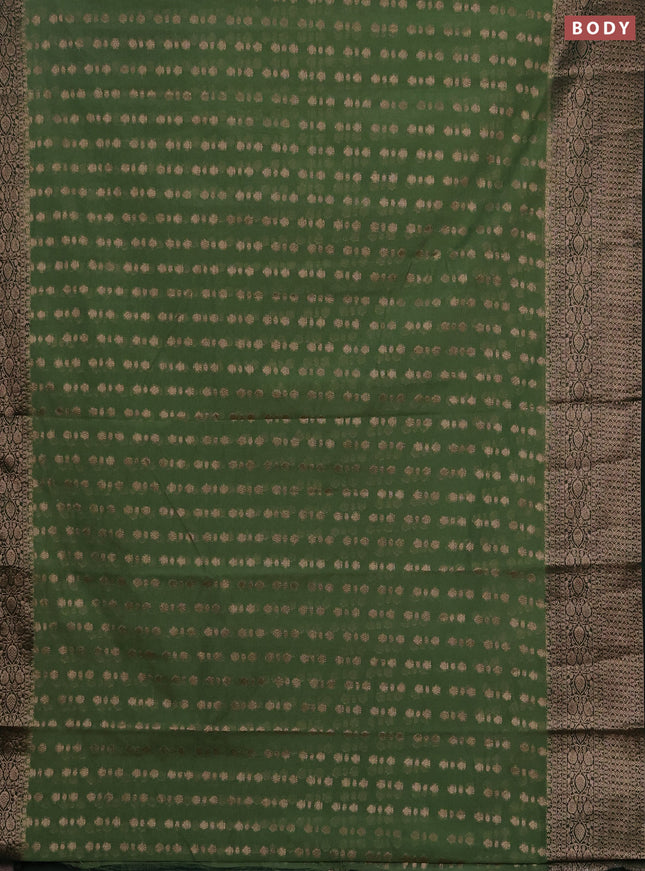 Semi chiniya silk saree pastel green and bottle green with allover thread & zari woven buttas and woven border