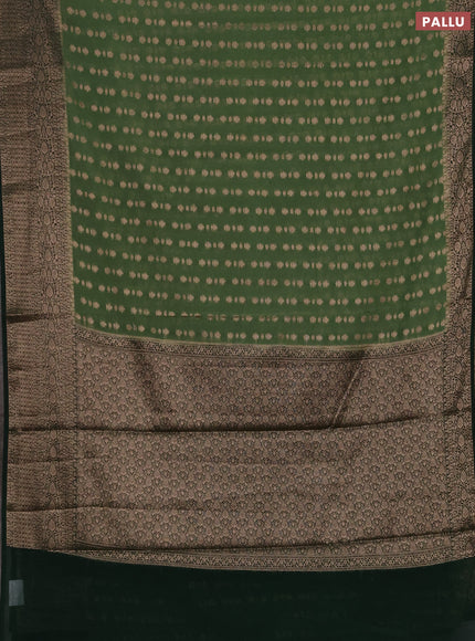 Semi chiniya silk saree pastel green and bottle green with allover thread & zari woven buttas and woven border