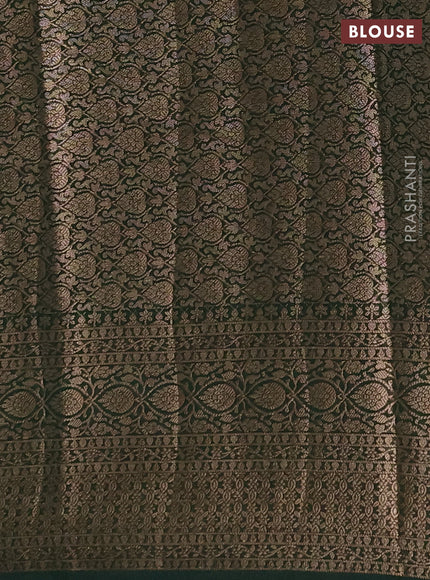 Semi chiniya silk saree pastel green and bottle green with allover thread & zari woven buttas and woven border