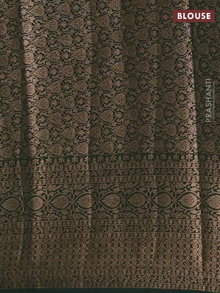 Semi chiniya silk saree pastel green and bottle green with allover thread & zari woven buttas and woven border