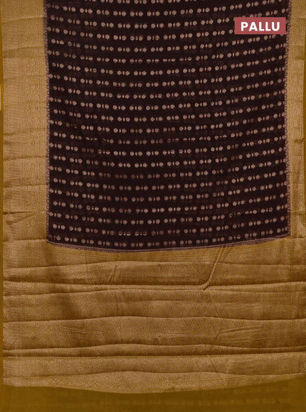Semi chiniya silk saree coffee brown and dark mustard with allover thread & zari woven buttas and woven border