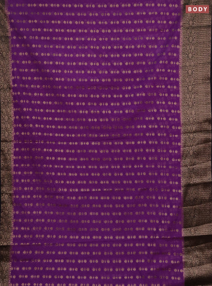 Semi chiniya silk saree dark lavender and black with allover thread & zari woven buttas and woven border