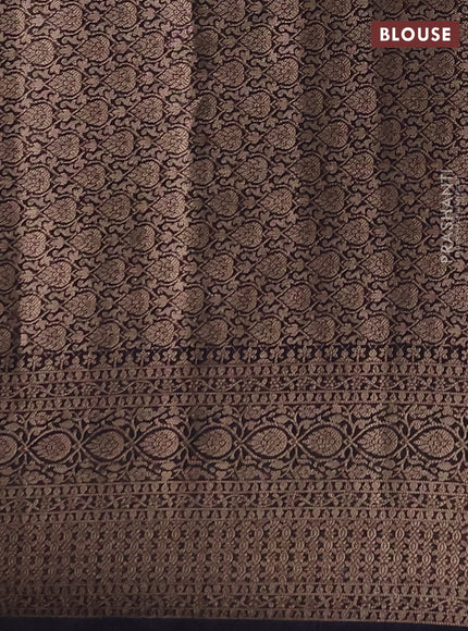 Semi chiniya silk saree dark lavender and black with allover thread & zari woven buttas and woven border