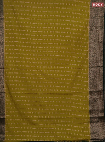 Semi chiniya silk saree mehendi green and bottle green with allover thread & zari woven buttas and woven border