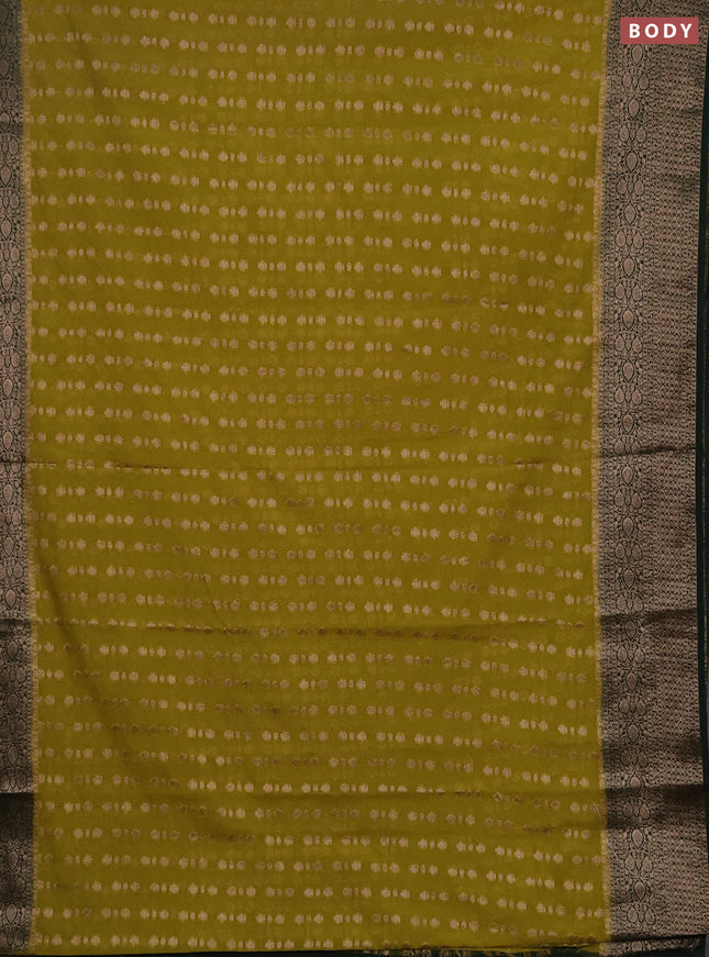 Semi chiniya silk saree mehendi green and bottle green with allover thread & zari woven buttas and woven border