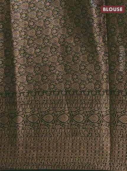 Semi chiniya silk saree mehendi green and bottle green with allover thread & zari woven buttas and woven border