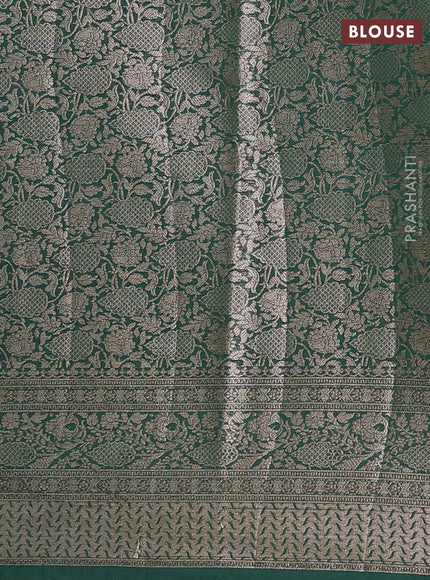 Semi chiniya silk saree wine shade and bottle green with allover thread & zari woven buttas and woven border