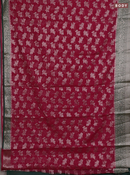 Semi chiniya silk saree pink and bottle green with allover thread & zari woven buttas and woven border