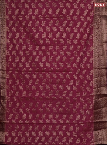 Semi chiniya silk saree mauve pink and wine shade with allover thread & zari woven buttas and woven border