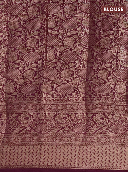 Semi chiniya silk saree mauve pink and wine shade with allover thread & zari woven buttas and woven border