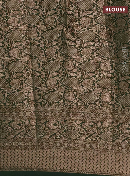 Semi chiniya silk saree mehendi green and bottle green with allover thread & zari woven buttas and woven border