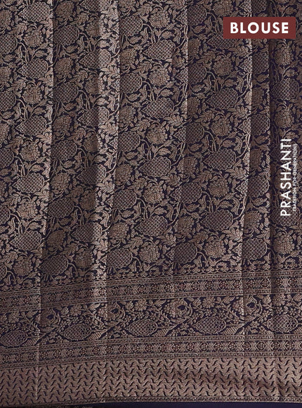 Semi chiniya silk saree dark lavender and navy blue with allover thread & zari woven buttas and woven border