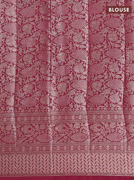 Semi chiniya silk saree peacock blue and wine shade with allover thread & zari woven buttas and woven border