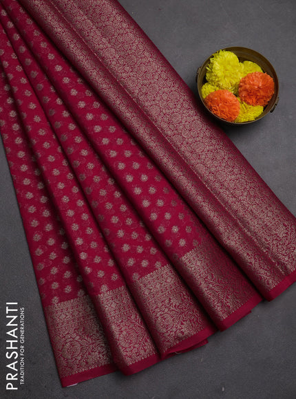 Semi chiniya silk saree pink with allover thread & zari woven buttas and woven border