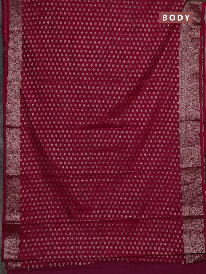 Semi chiniya silk saree pink with allover thread & zari woven buttas and woven border
