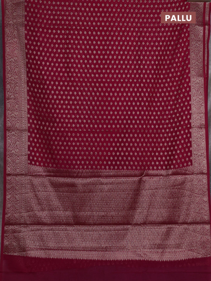 Semi chiniya silk saree pink with allover thread & zari woven buttas and woven border