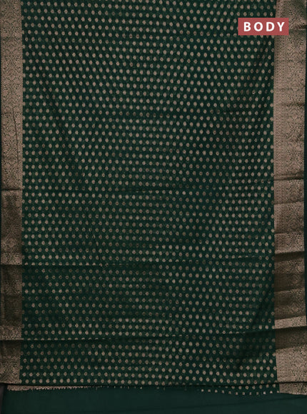 Semi chiniya silk saree dark green with allover thread & zari woven buttas and woven border
