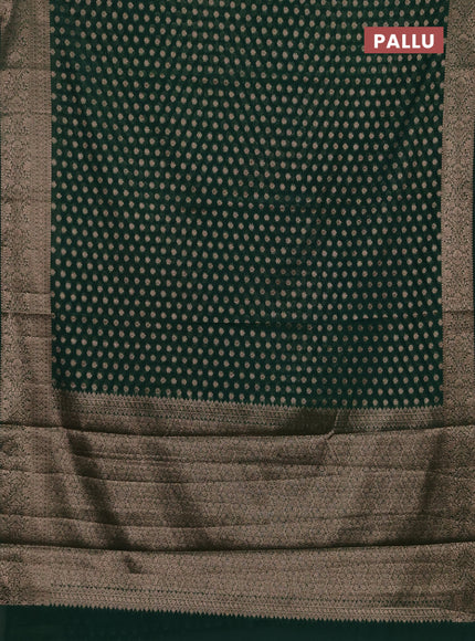 Semi chiniya silk saree dark green with allover thread & zari woven buttas and woven border