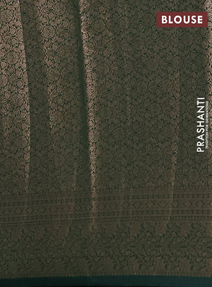 Semi chiniya silk saree dark green with allover thread & zari woven buttas and woven border