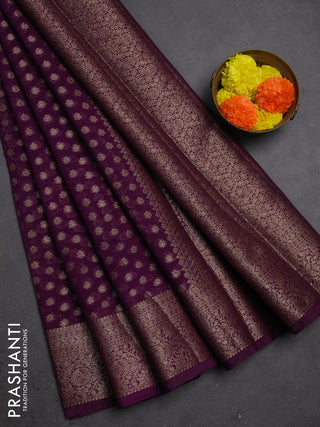 Semi chiniya silk saree purple with allover thread & zari woven buttas and woven border