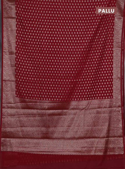 Semi chiniya silk saree red with allover thread & zari woven buttas and woven border