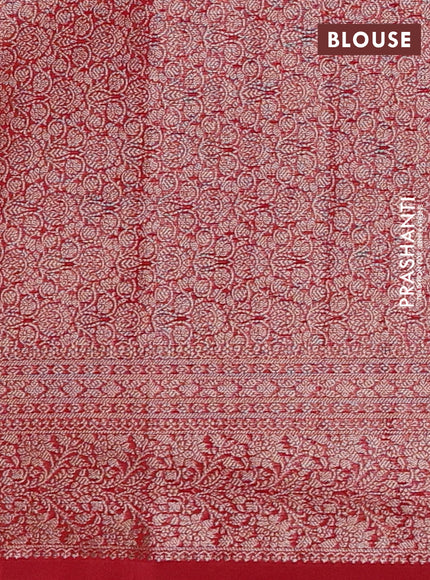 Semi chiniya silk saree red with allover thread & zari woven buttas and woven border