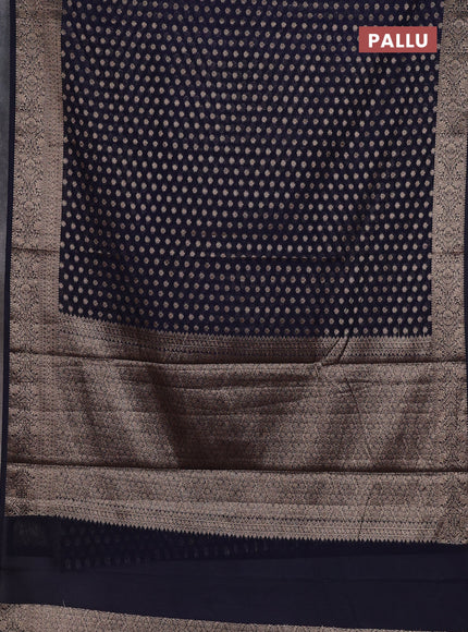 Semi chiniya silk saree navy blue with allover thread & zari woven buttas and woven border