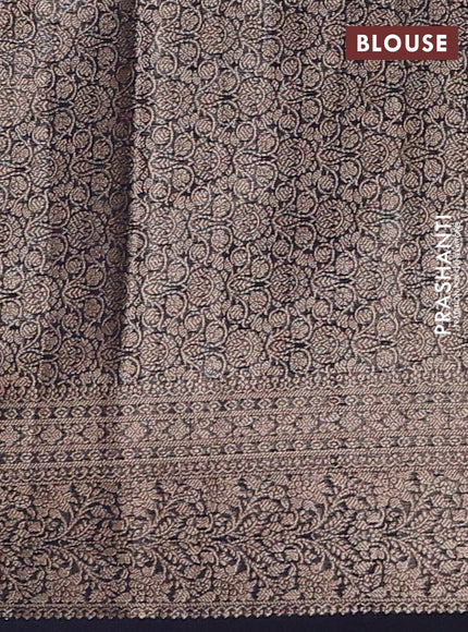 Semi chiniya silk saree navy blue with allover thread & zari woven buttas and woven border