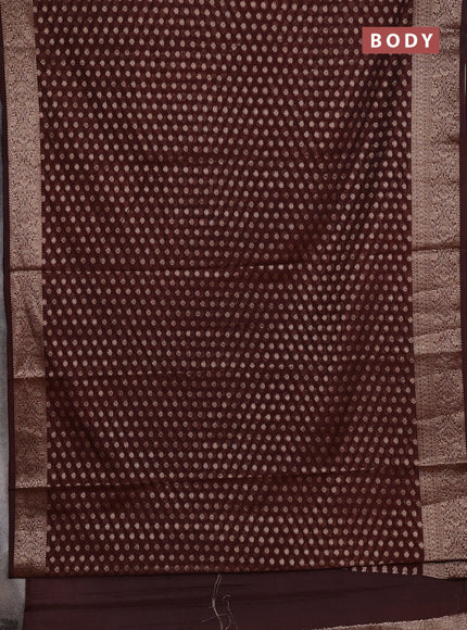 Semi chiniya silk saree brown with allover thread & zari woven buttas and woven border